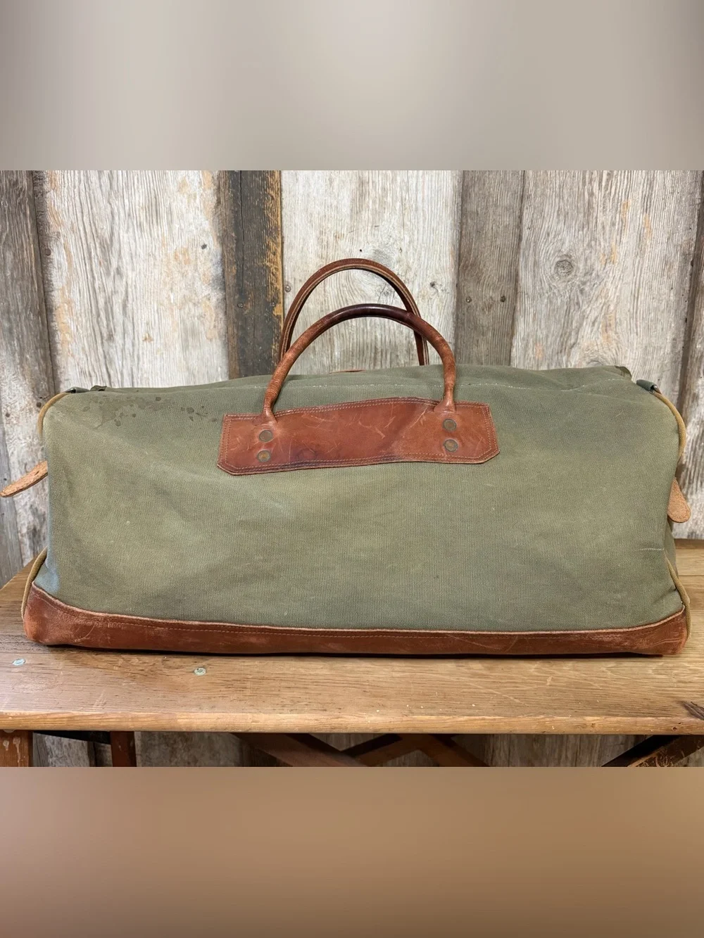 VTG GOKEY’S Large Battenkill Leather and Canvas Weekend Duffel Travel Bag